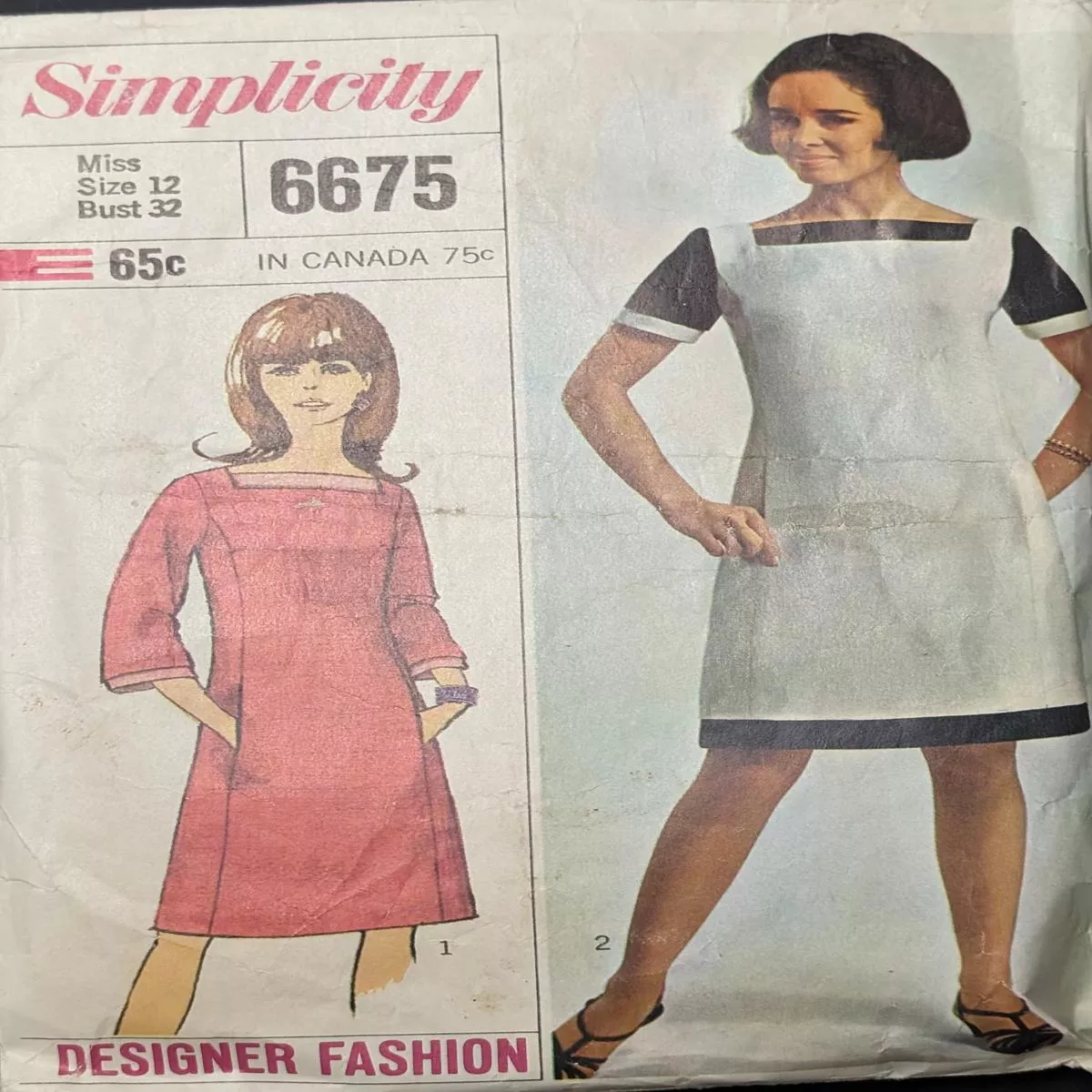 1960s – 1970s Original Vintage Sewing Pattern: Simplicity 6675 Size 12