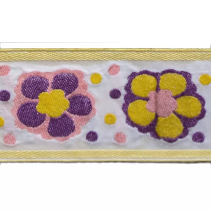 2-sunny-comin-up-daisies-woven-ribbon 2″ Sunny Comin’ Up Daisies Woven Ribbon