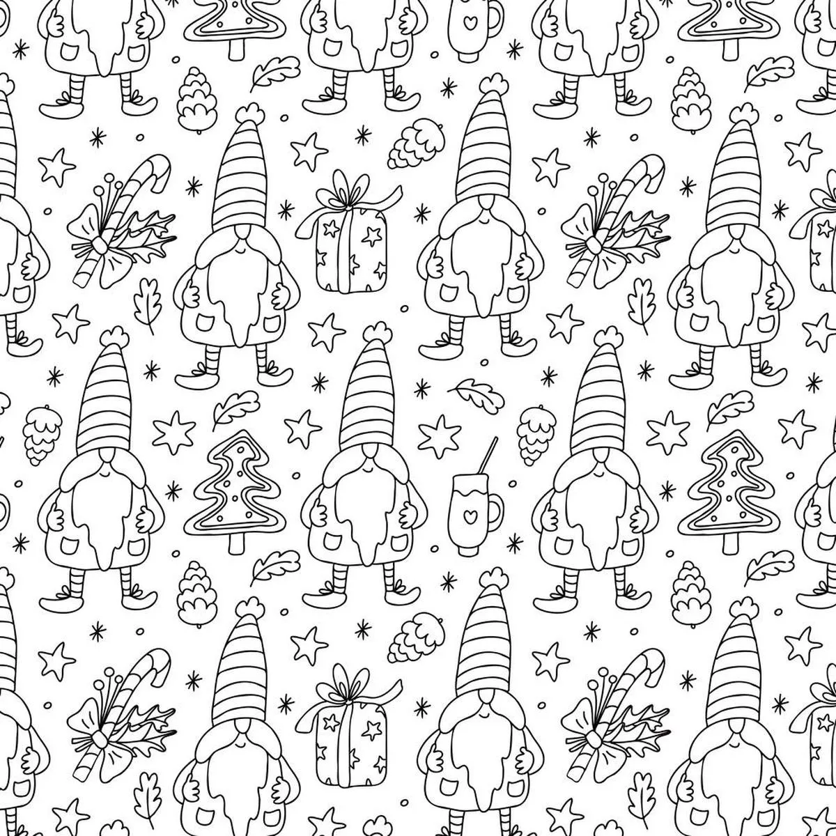 black-white-gnomes-fabric Black & White Gnomes Fabric