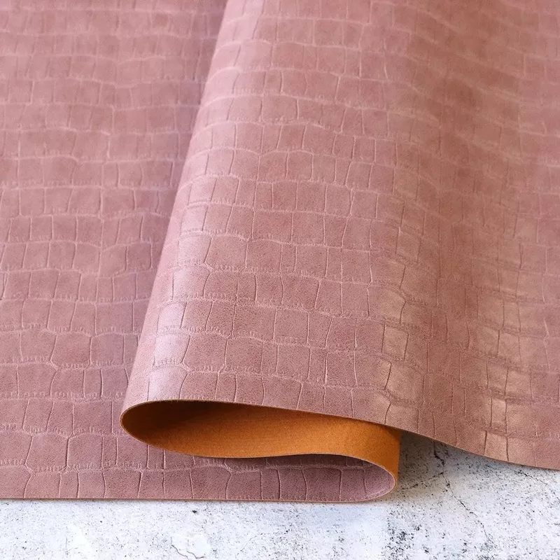 Blush Pink Faux Crocodile Leather 1/2yds