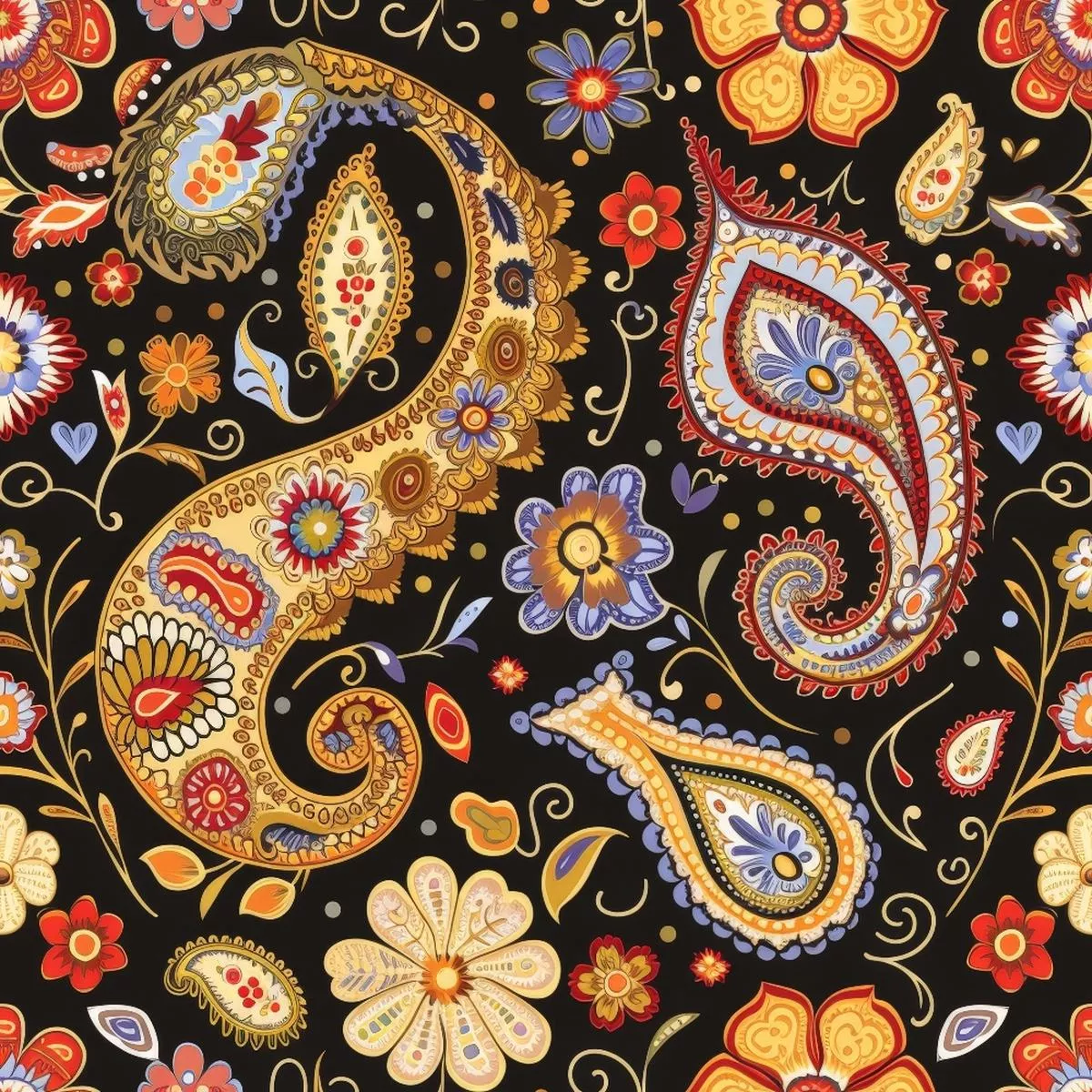 Boho Floral Paisley Pattern 2 Quilting Cotton Fabric