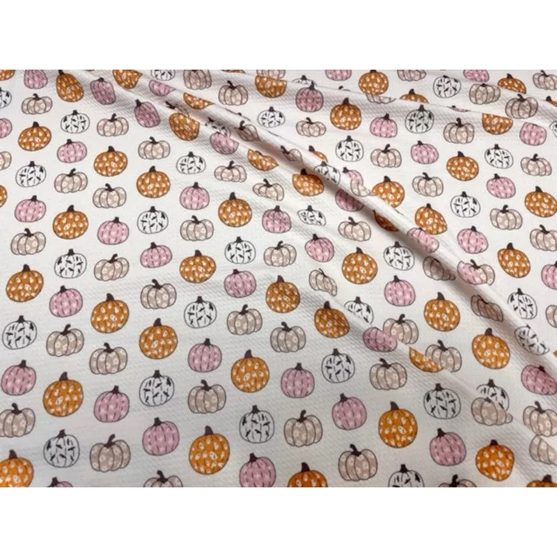 boho-pumpkin-floral-ghost-bullet-print-752-ribbed-scuba-techno-double-knit-2-way Boho Pumpkin Floral Ghost Bullet Print #752 Ribbed Scuba Techno Double Knit 2-Way Stretch Poly Spandex Apparel Craft Fabric 58″-60″ Wide BTY