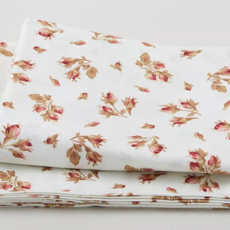 Burgundy & Blush – Tossed Rose Buds Ecru 2 Yard Cut