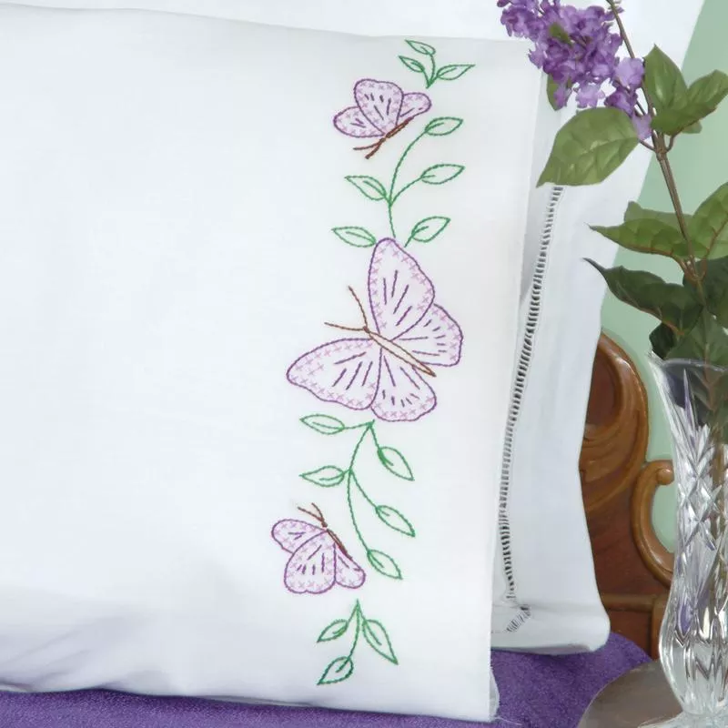 Butterflies Perle Edge Pillowcases 1600-307