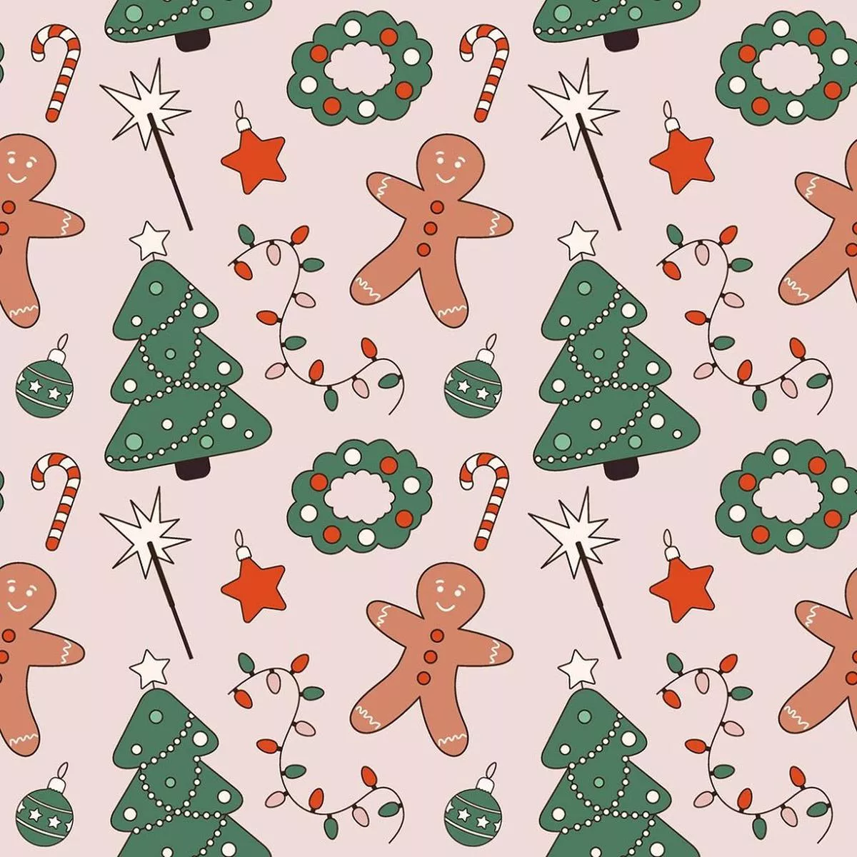christmas-day-elements-fabric Christmas Day Elements Fabric
