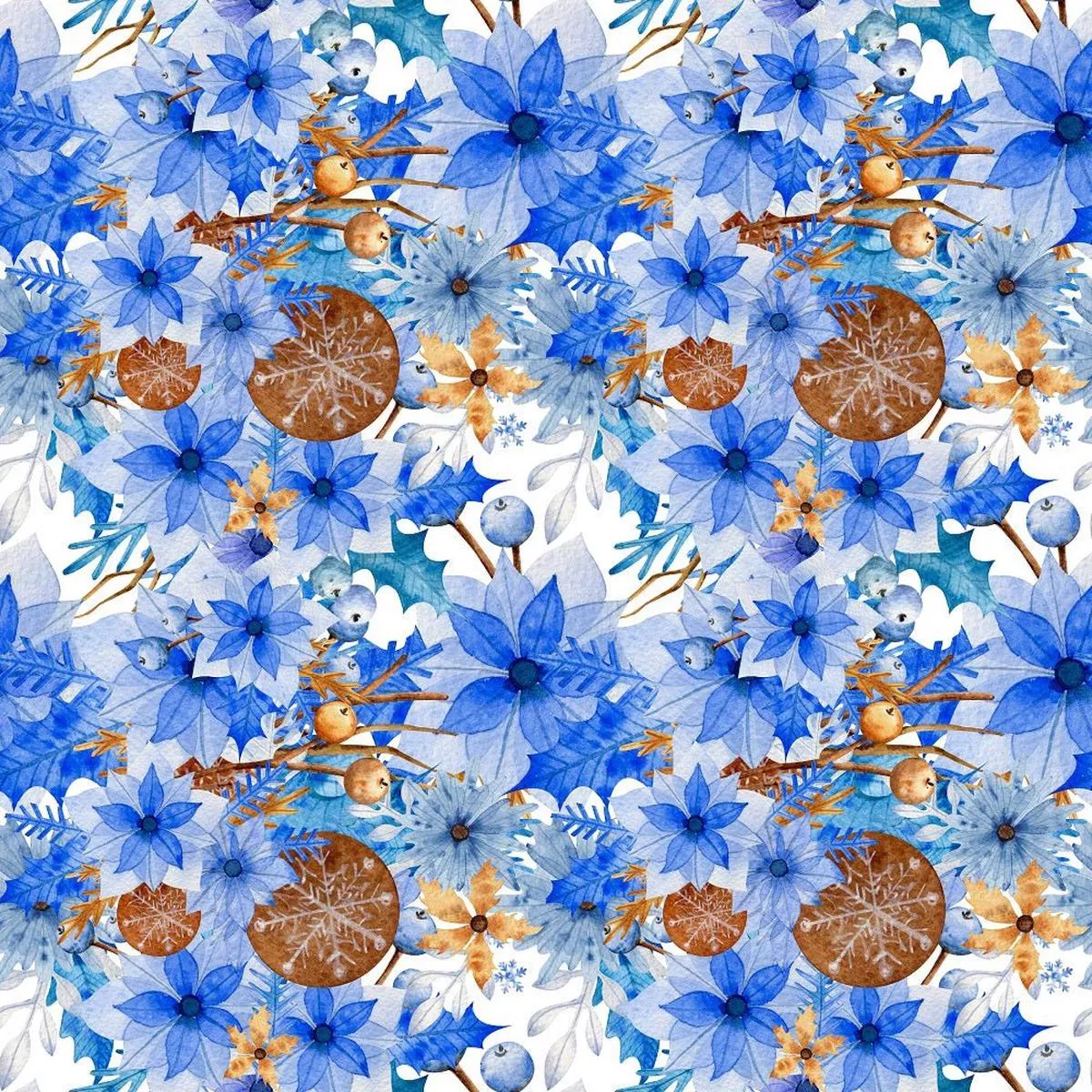 christmas-floral-pattern-4-fabric Christmas Floral Pattern #4 Fabric