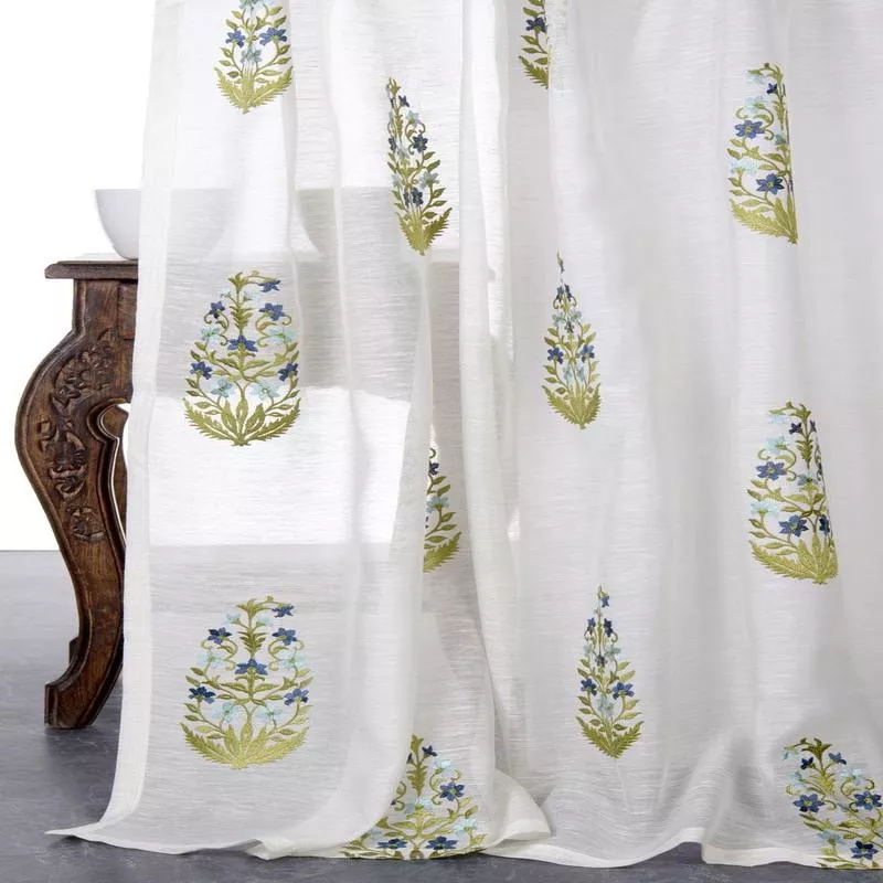 ‘Citrus Spice’ Fabric by the Metre (White/ Green/ Blue)