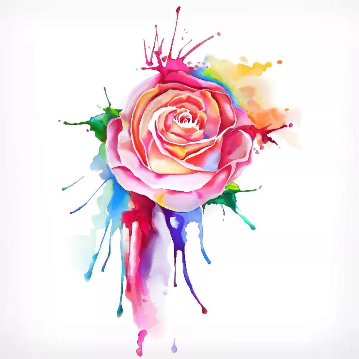 colorful-watercolor-splash-rose-fabric-panel Colorful Watercolor Splash Rose Fabric Panel