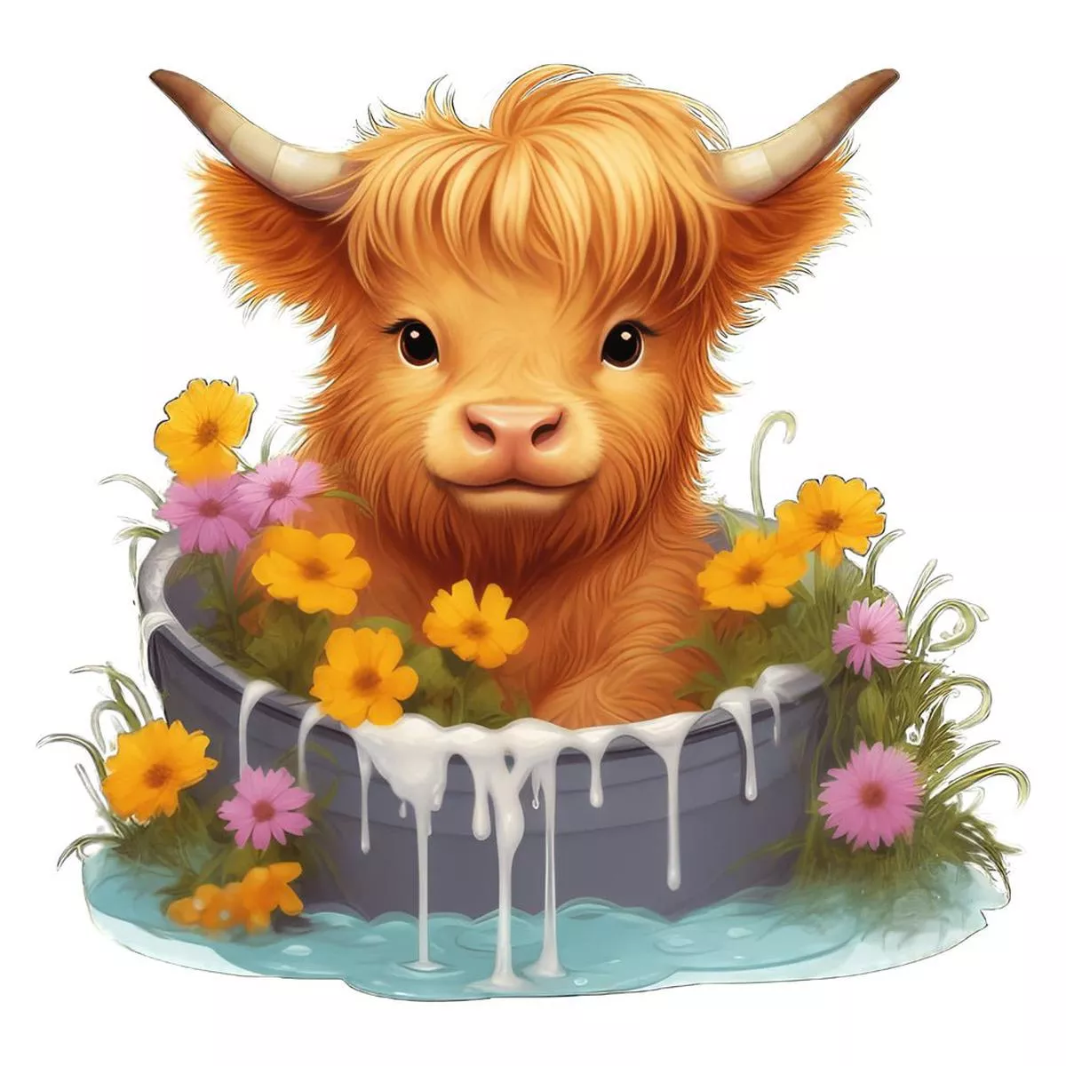 Cute Baby Highland Cows #11 Fabric Panel