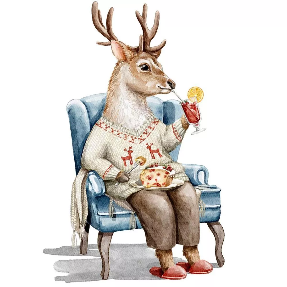 deer-sipping-drink-fabric-panel Deer Sipping Drink Fabric Panel