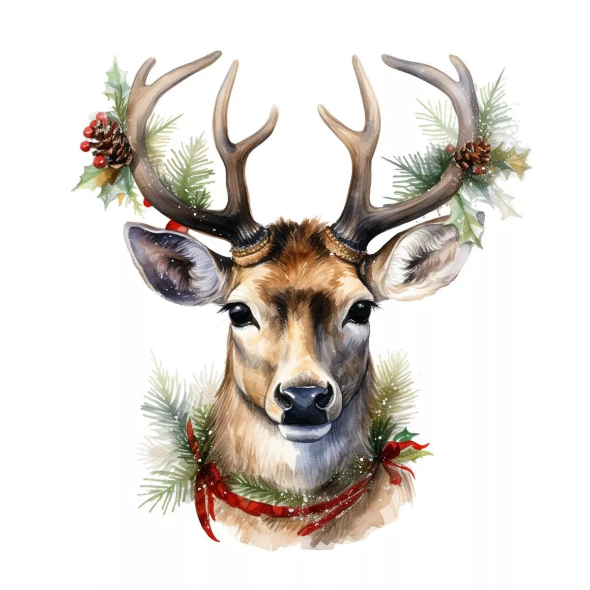 Festive Buck with Christmas Decor #6 Fabric Panel