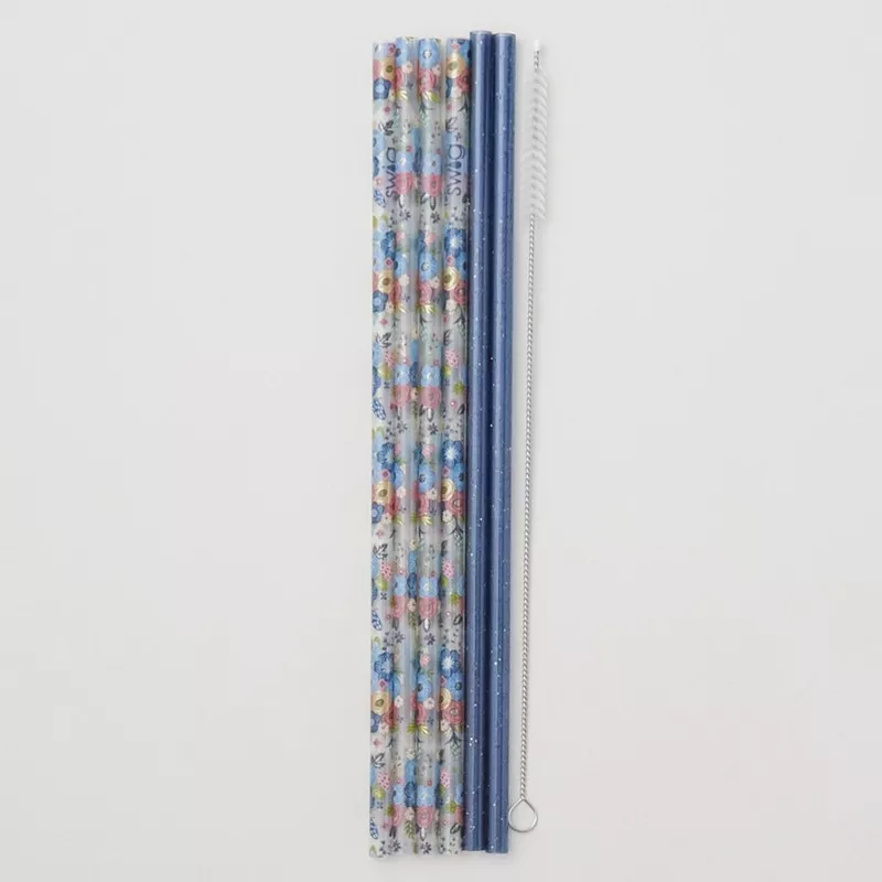 full-bloom-coral-reusable-straw-set Full Bloom + Coral Reusable Straw Set