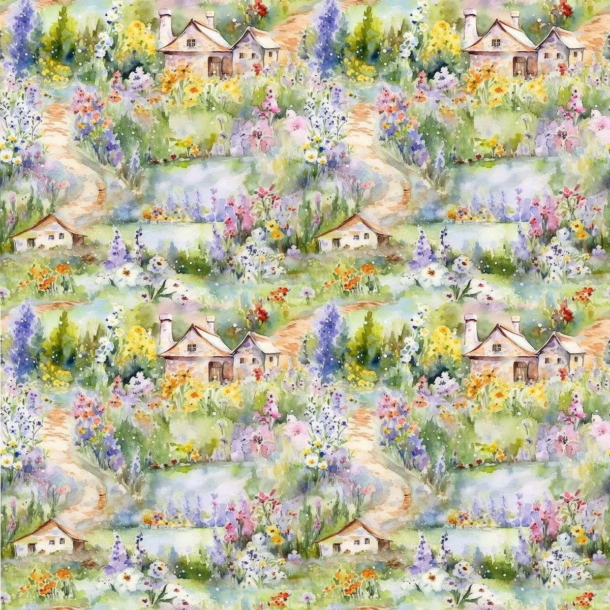garden-village-pattern-3-fabric Garden Village Pattern #3 Fabric