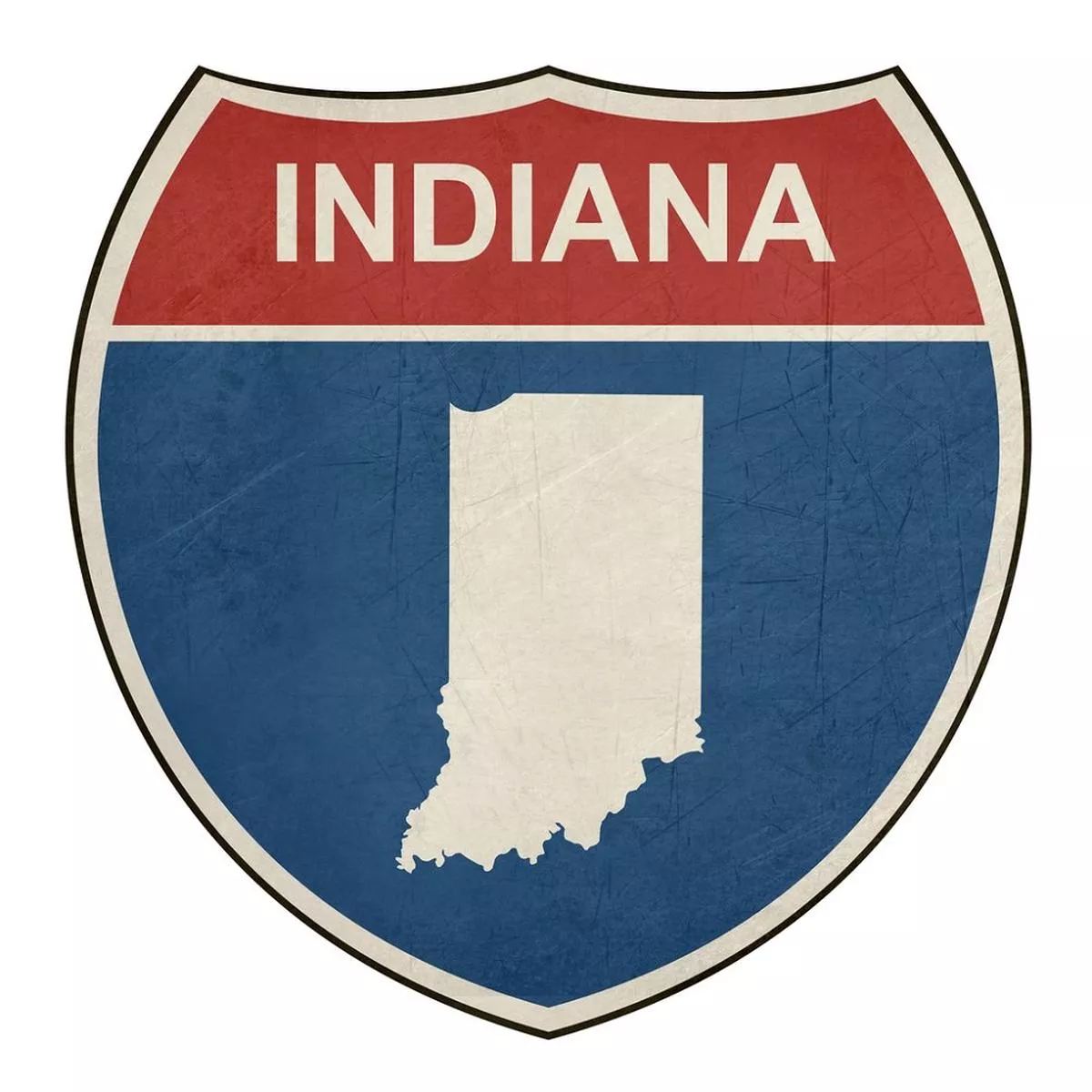 Grunge Highway Sign Fabric Panel – Indiana