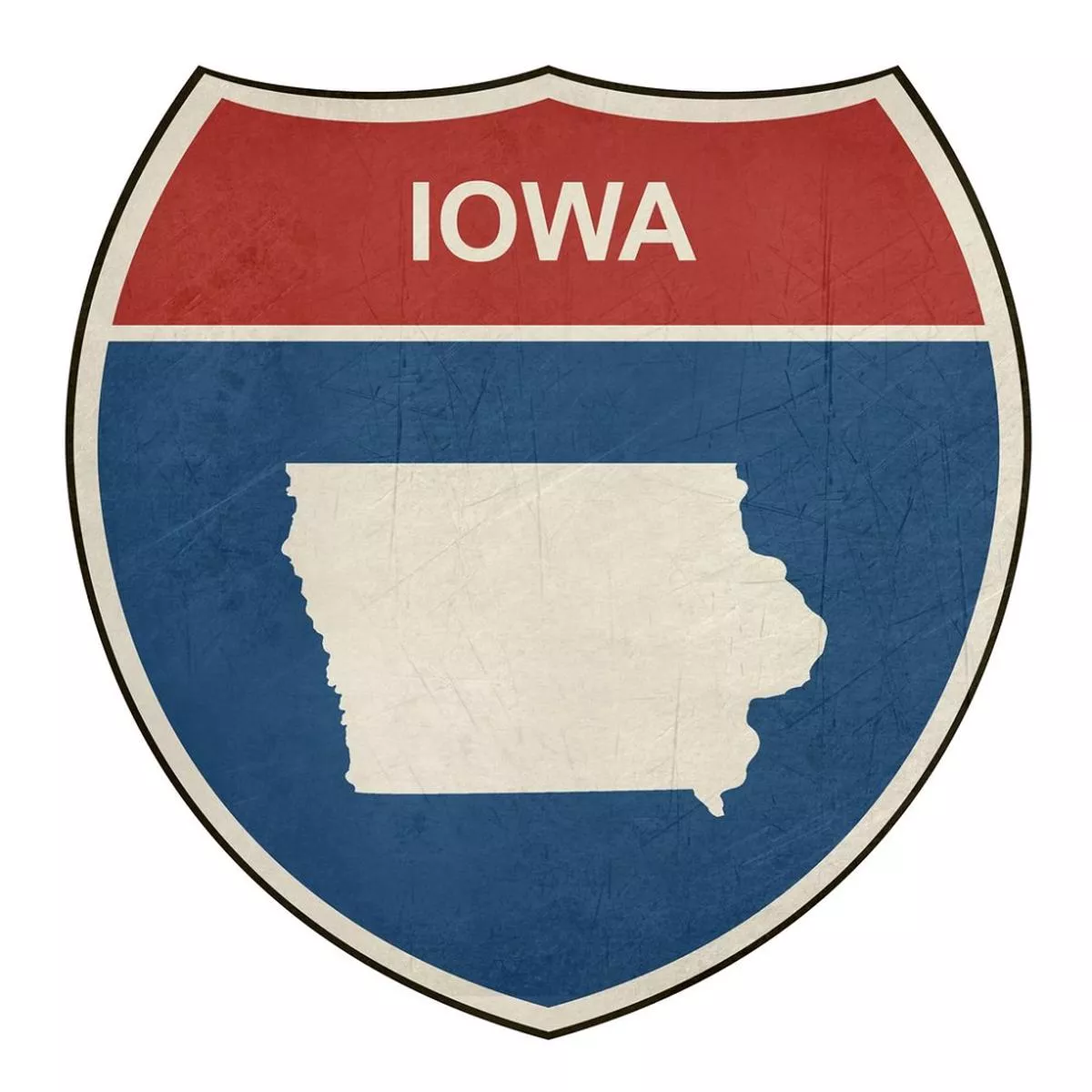 Grunge Highway Sign Fabric Panel – Iowa