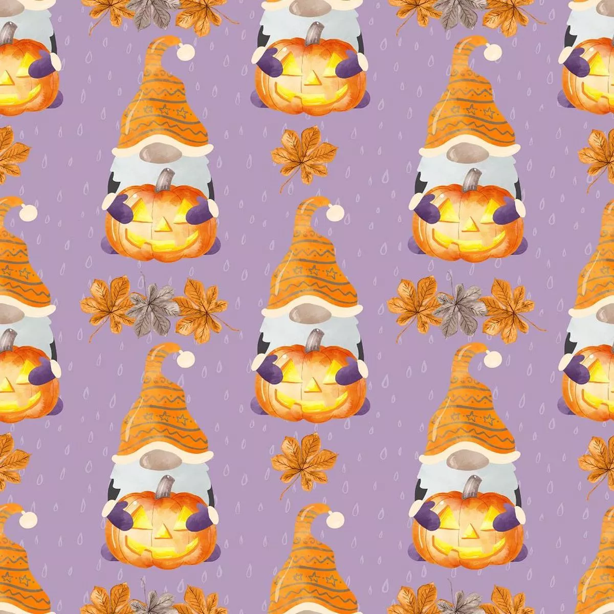 halloween-gnomes-pumpkins-fabric-purple Halloween Gnomes Pumpkins Fabric – Purple