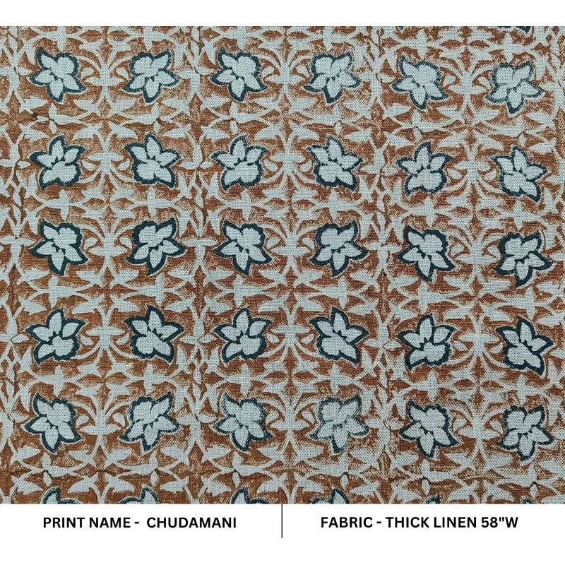 hand-block-print-thick-linen-fabric-chudamani Hand Block print Thick Linen fabric CHUDAMANI