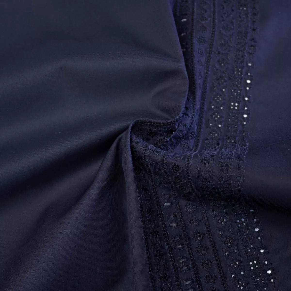hazel-navy-blue-embroidered-cotton-twill-fabric Hazel Navy Blue Embroidered Cotton Twill Fabric