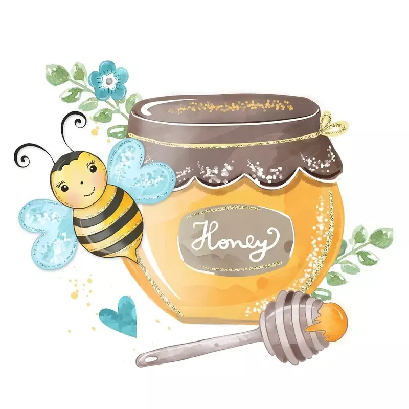 honey-jar-bee-fabric-panel Honey Jar & Bee Fabric Panel
