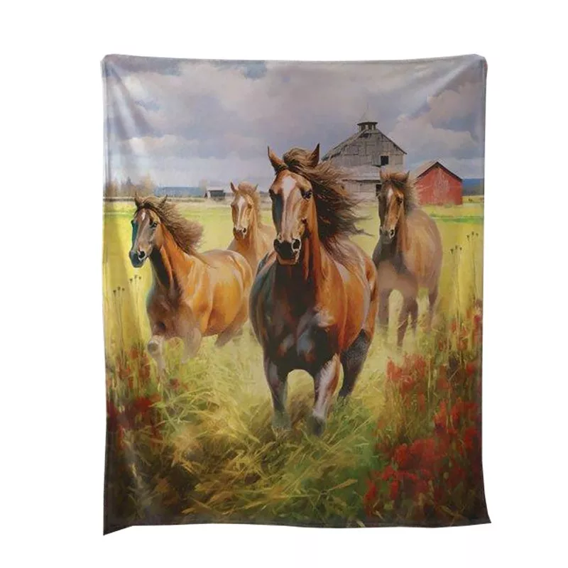 Horses on the Farm Throw Blanket DBF24140
