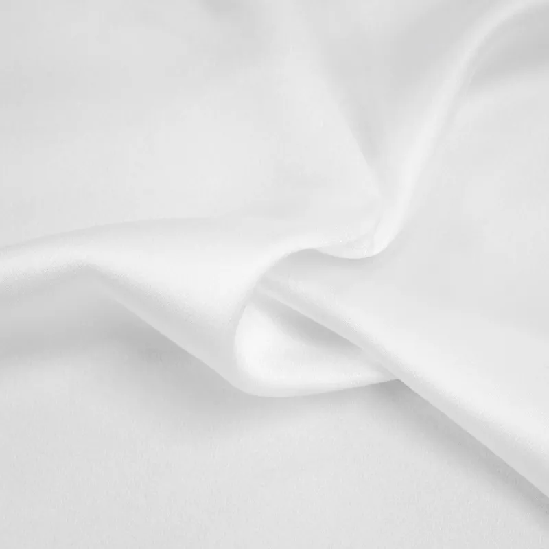 Keay White Acetate Viscose Satin Stretch Fabric