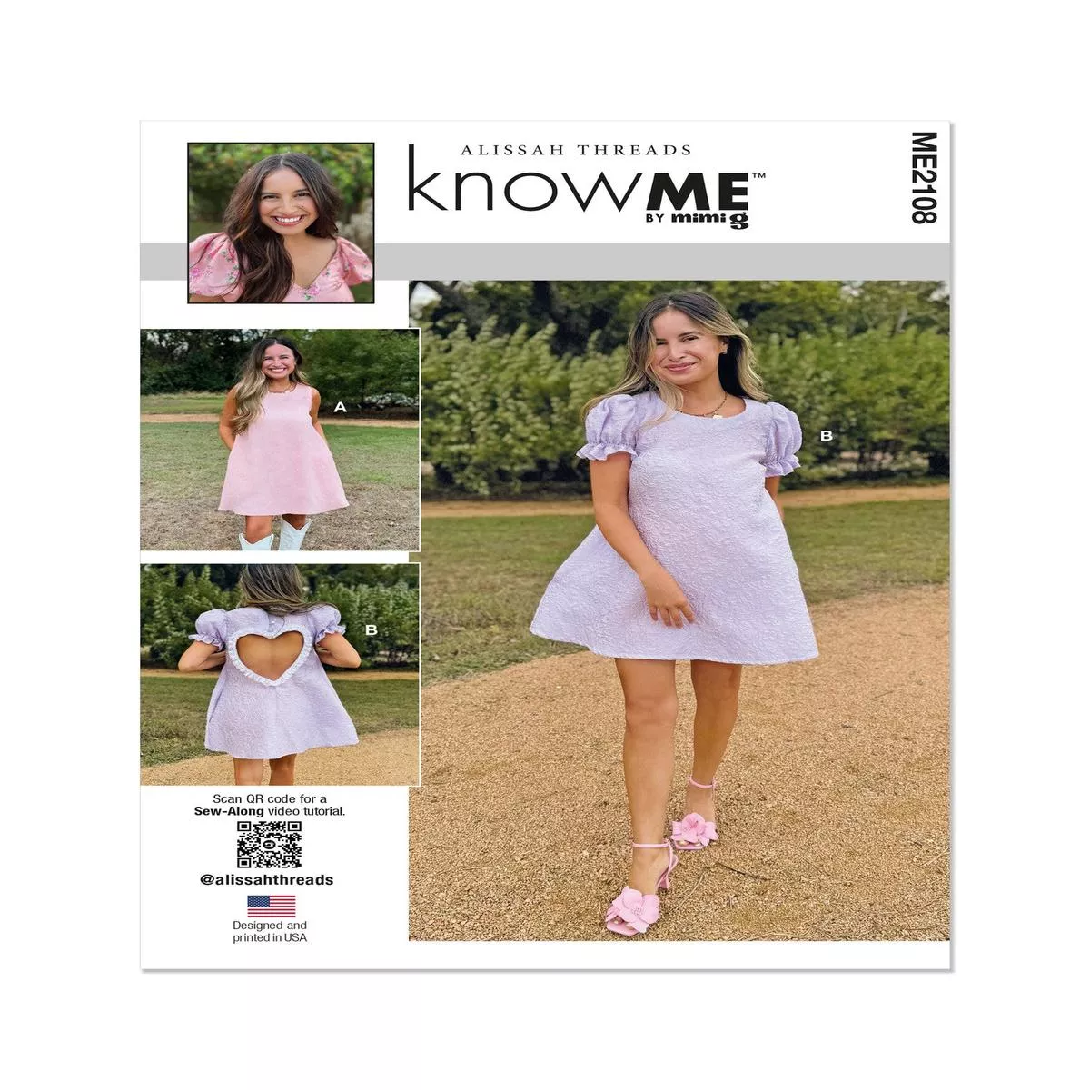 KnowMe Pattern ME2108 Misses’ Dress with Sleeve Variations