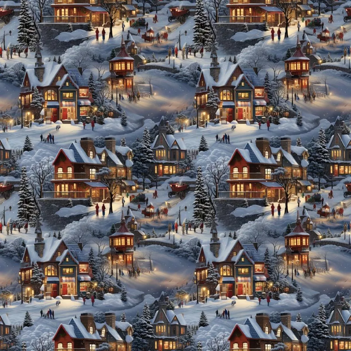 Magical Christmas Village Fabric