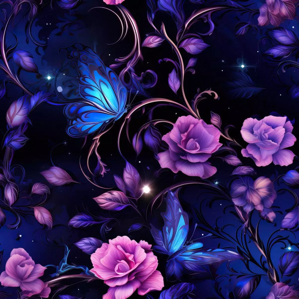 Midnight Garden Pattern #2 Fabric