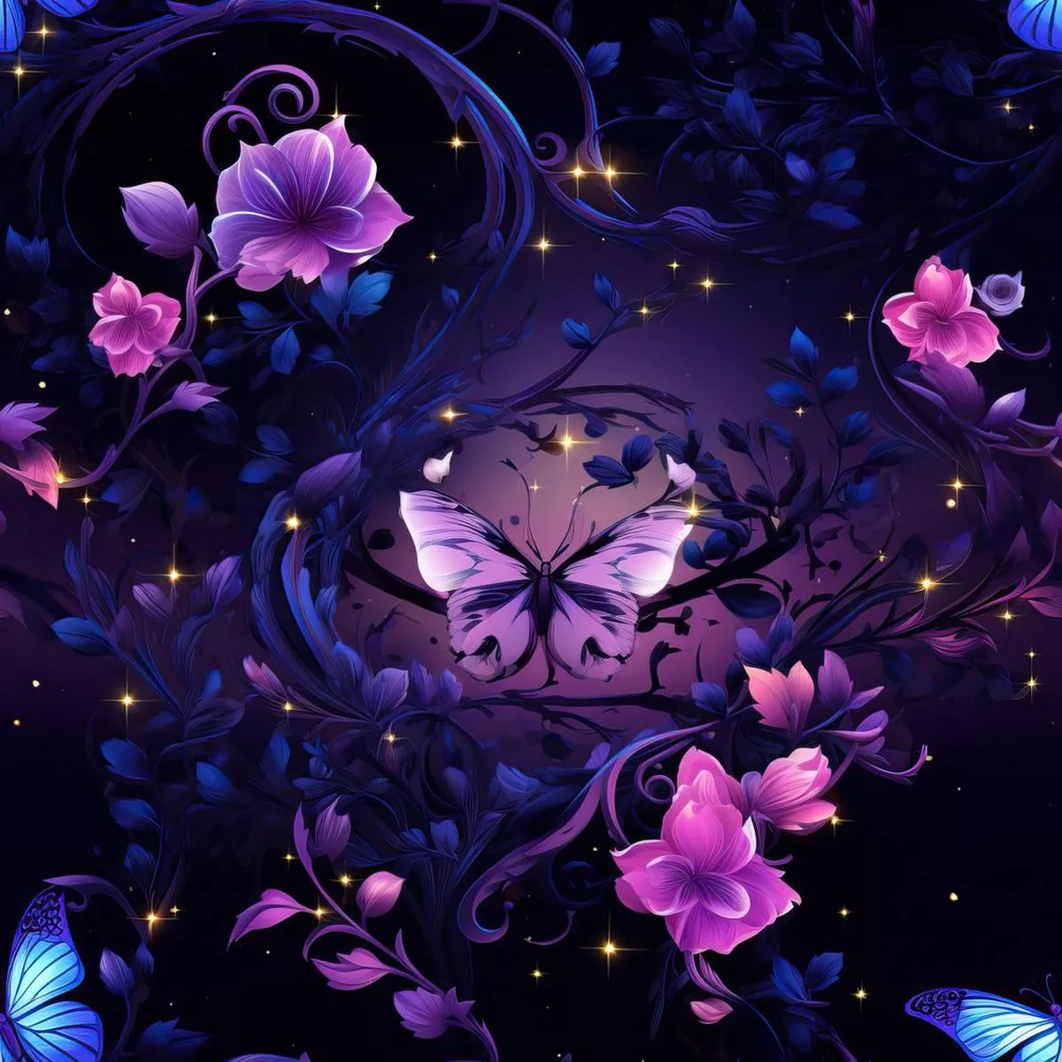 midnight-garden-pattern-7-fabric Midnight Garden Pattern #7 Fabric