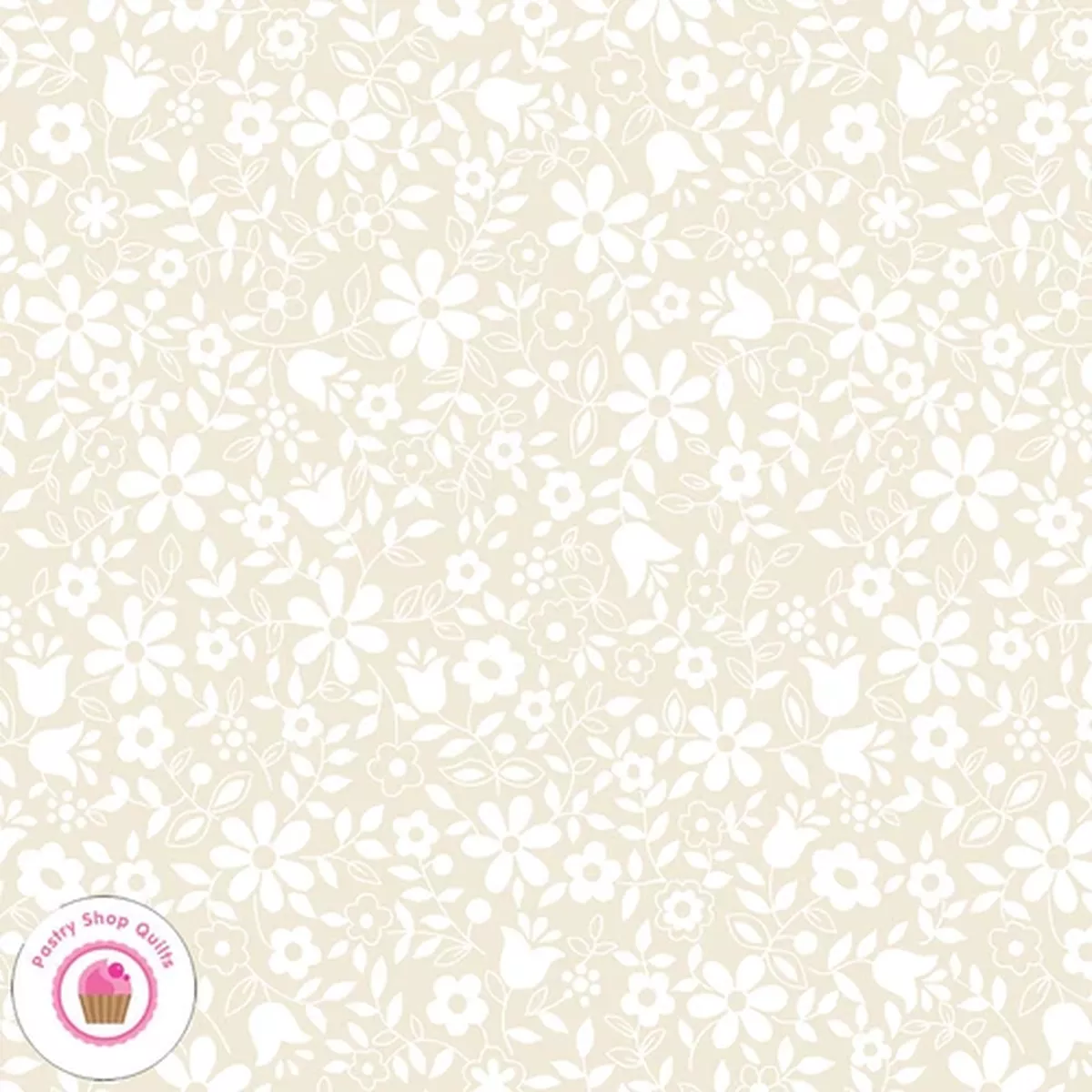 Moda Basic WHISPERS 33557 13 Floral White on Cream Quilt Fabric