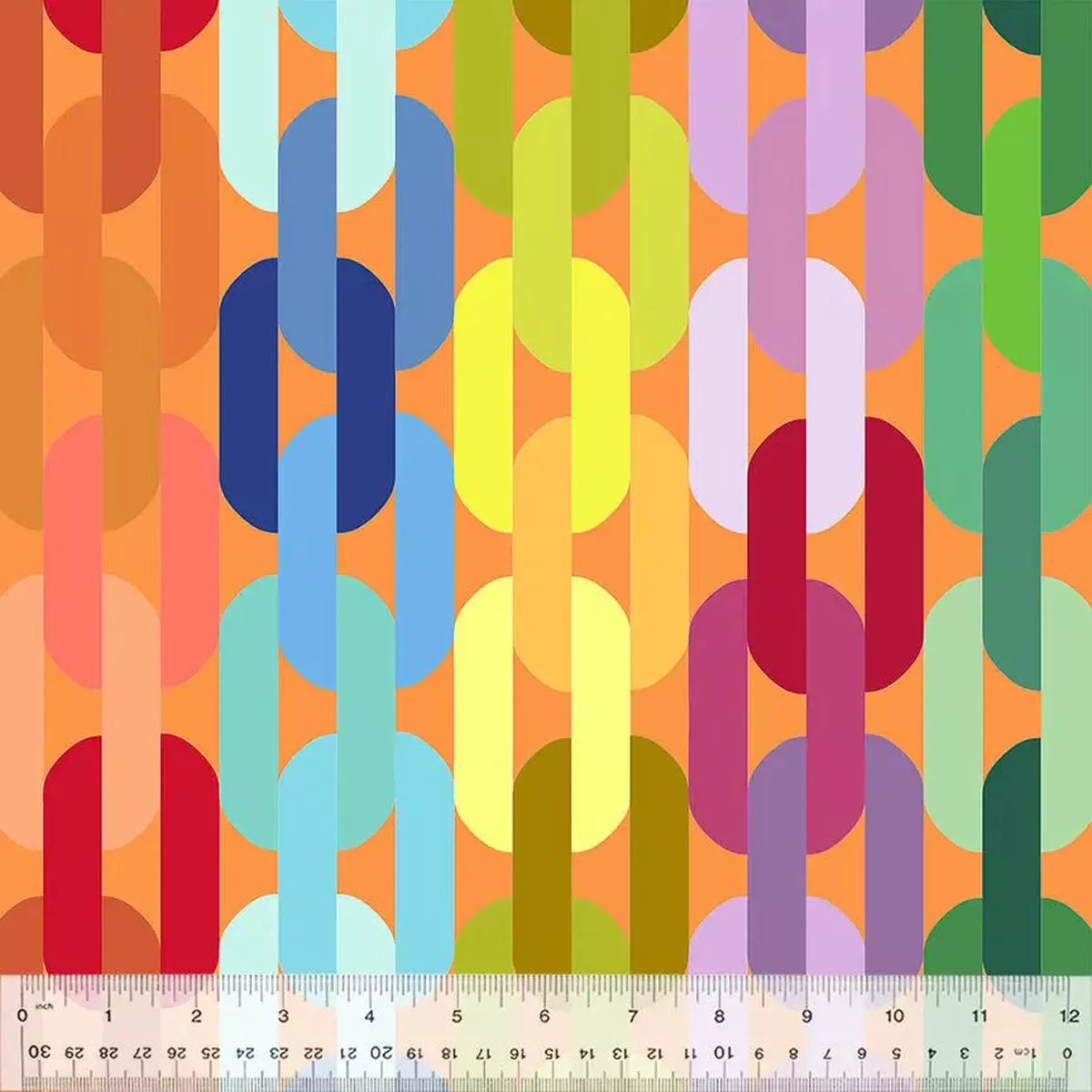 Multicolor Creamsicle Links Cotton Wideback Fabric per yard