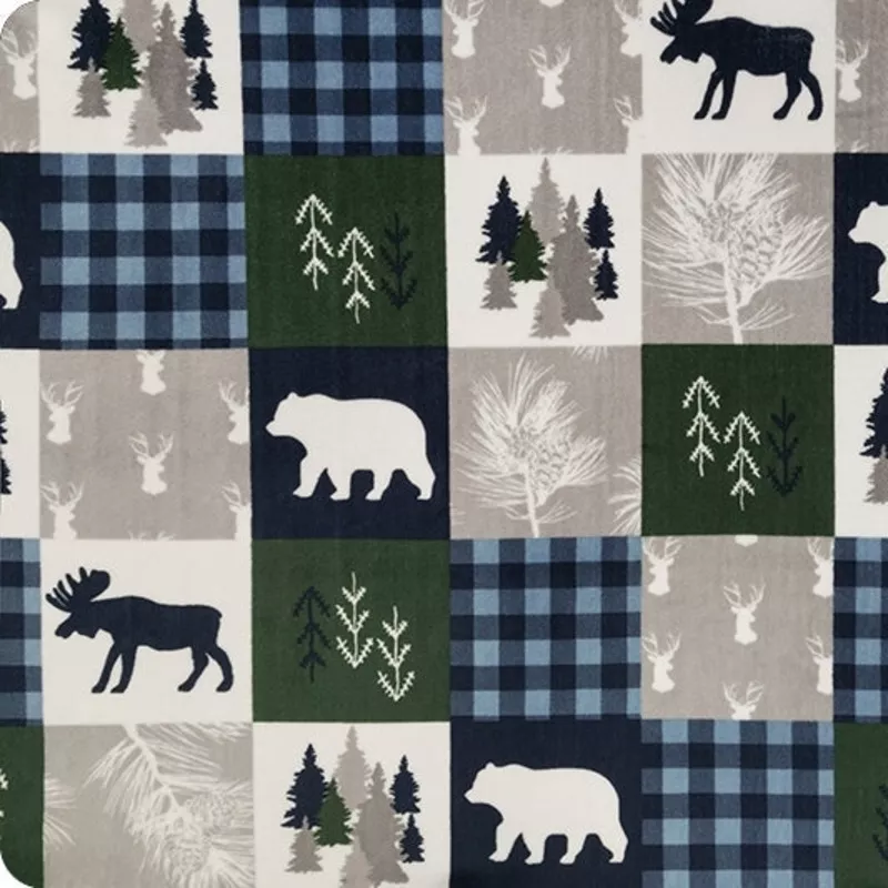 Navy Cabin Quilt Digital Cuddle 58/60″ Fabric Per Yard