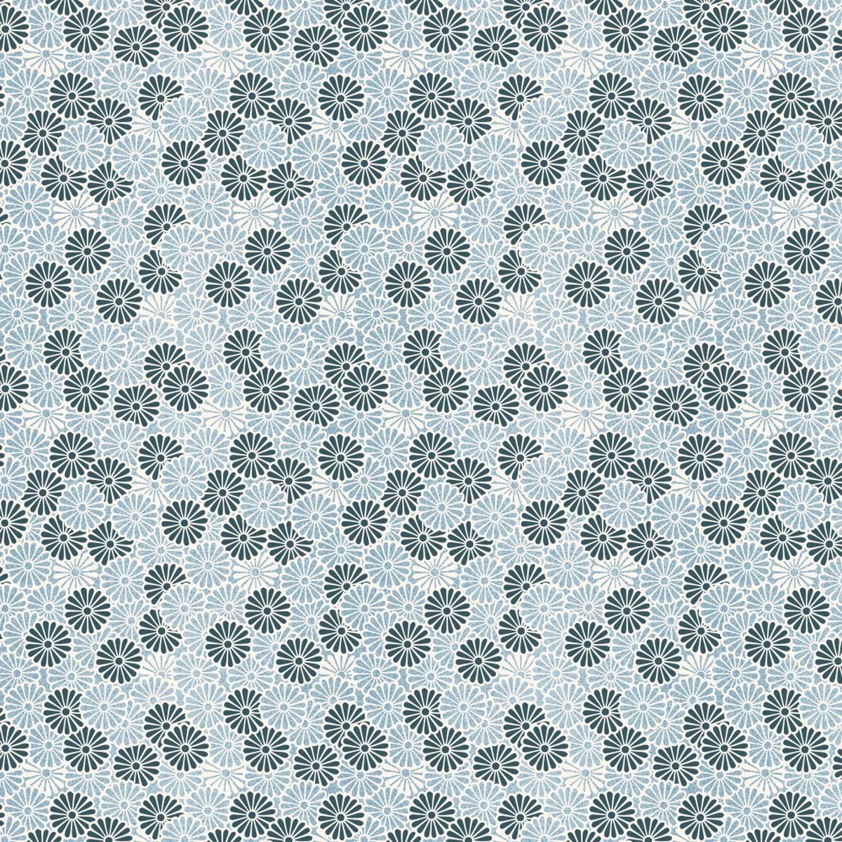 Packed Vintage Japanese Flowers Fabric – Blue