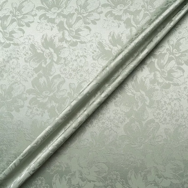 Pale Green Floral Jacquard Stretch Microfibre