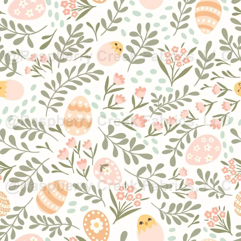 Pastel Easter Eggs – Floral Spring Pattern with Cute Chicks