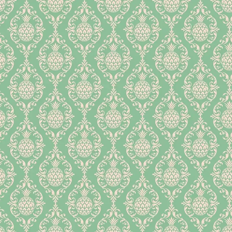 Pineapple Damask Fabric – Green