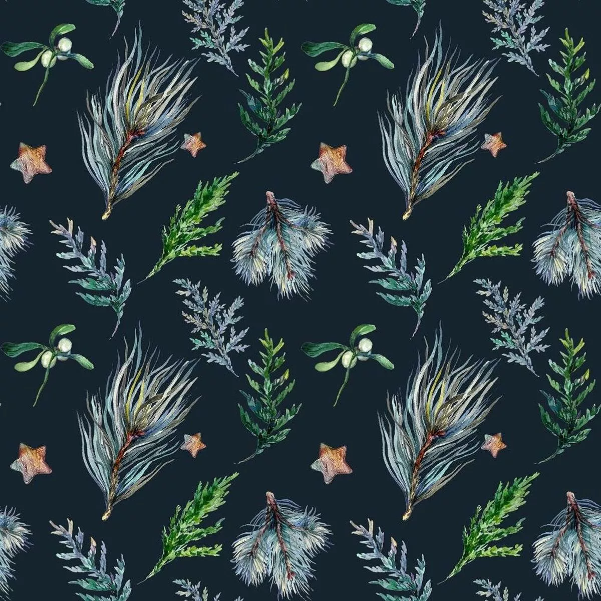 pines-stars-allover-fabric-navy-blue Pines & Stars Allover Fabric – Navy Blue