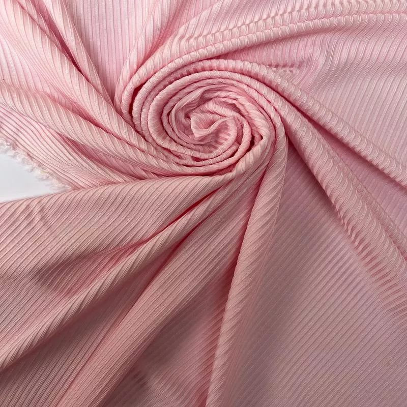 Pink Viscose Blend Rib Knit