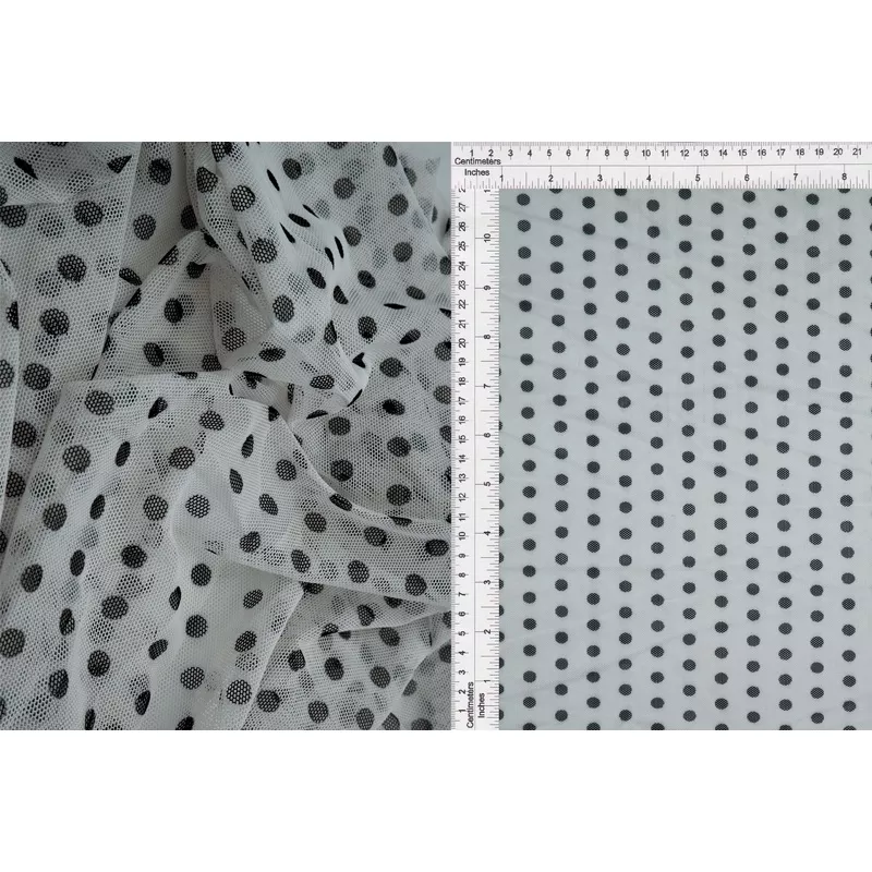 Polka Dot Mesh Stretch Fabric – MESH-DU1128 WHITE/BLACK