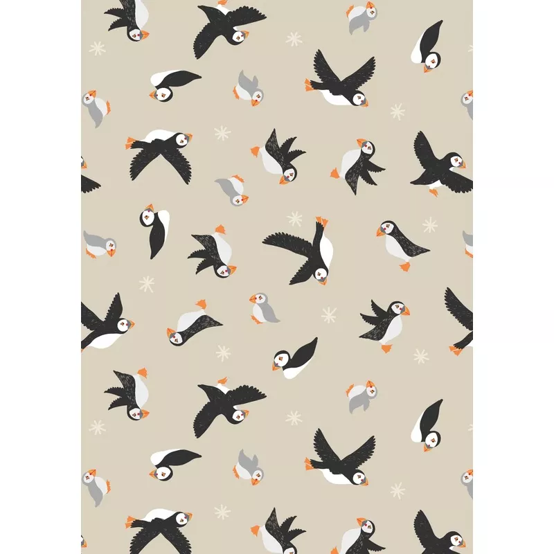 puffins-on-dark-cream Puffins on Dark Cream