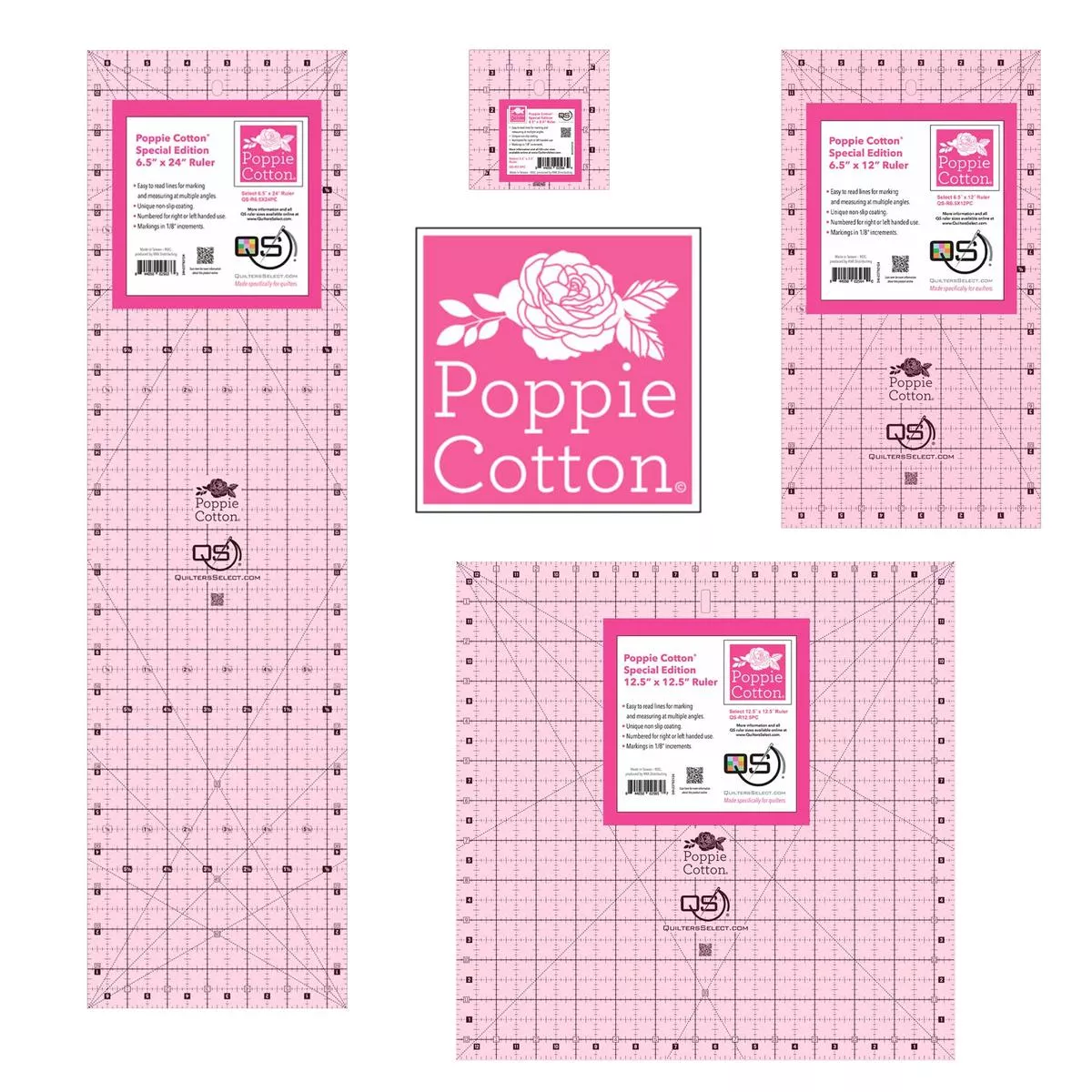 quilters-select-poppie-cotton-non-slip-ruler Quilters Select Poppie Cotton Non-Slip Ruler