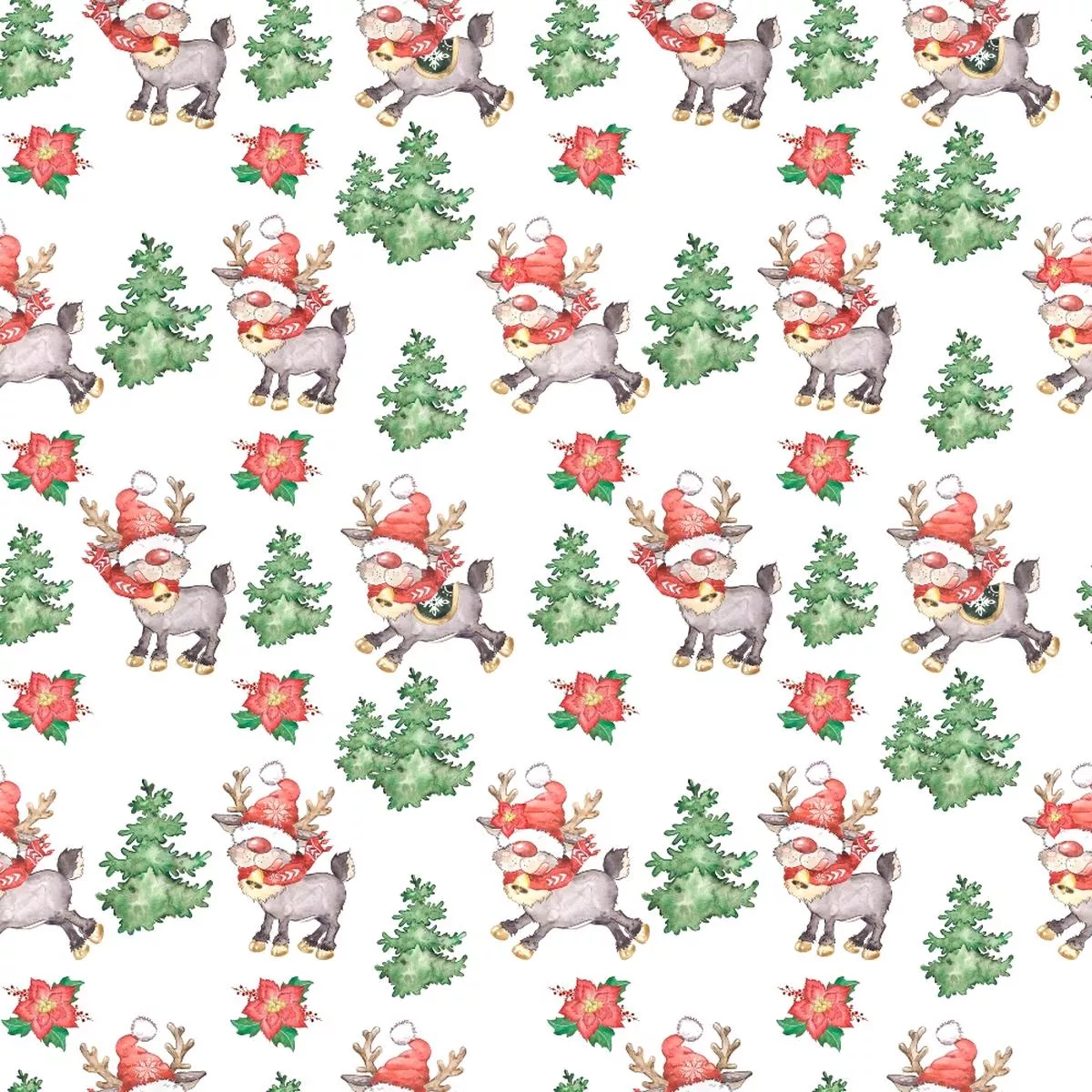 Reindeer and Gnomes Pattern 6 Quilting Cotton Fabric