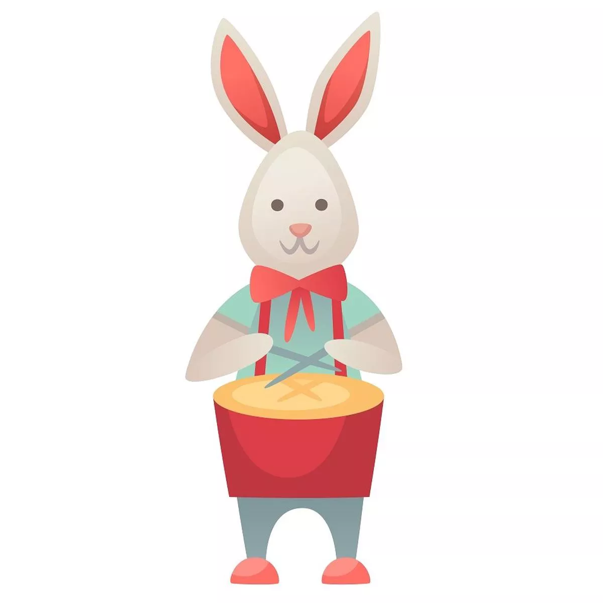 Retro Toys, Little Drummer Rabbit Fabric Panel