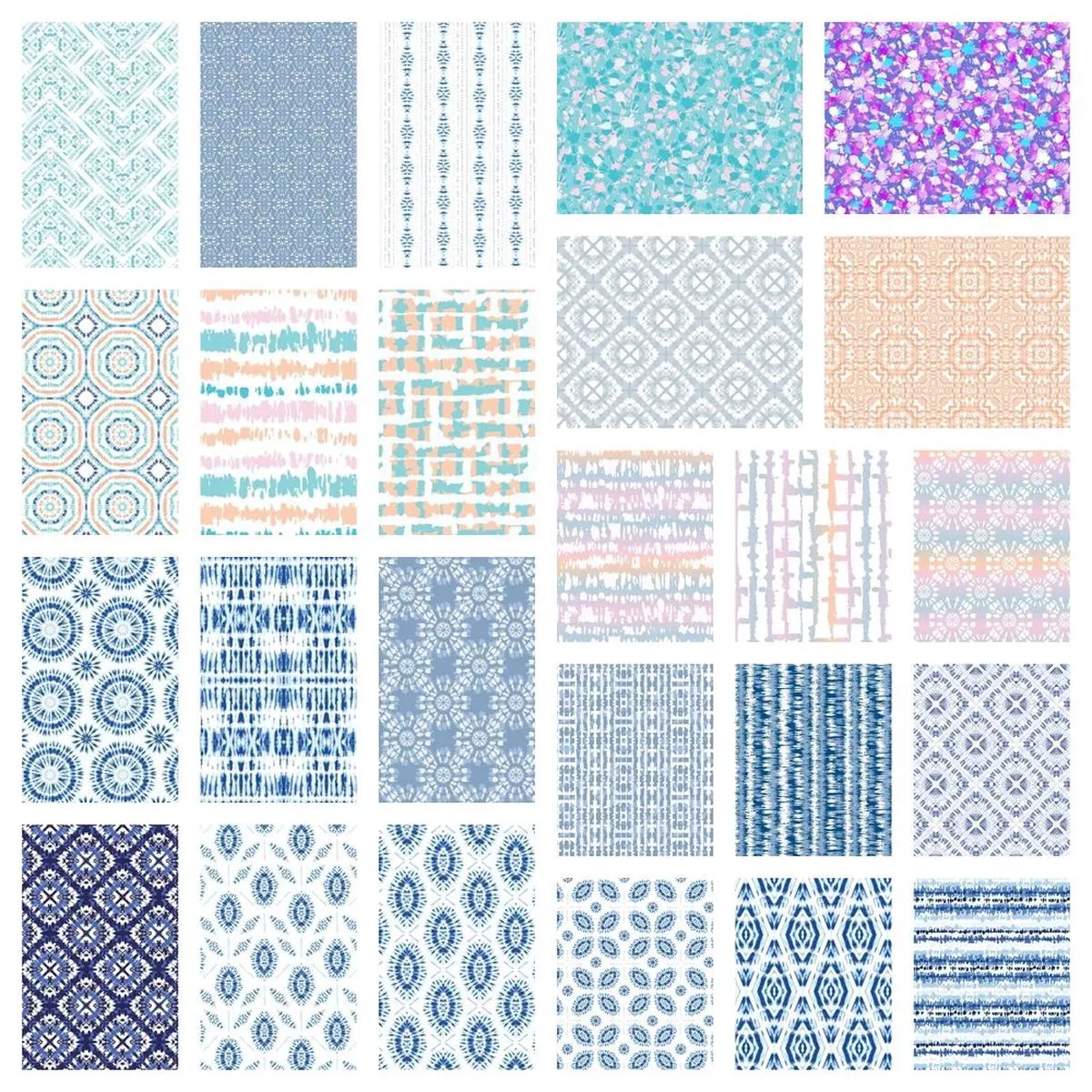 Shibori Tie-Dye Fat Quarter Bundle – 25 Pieces