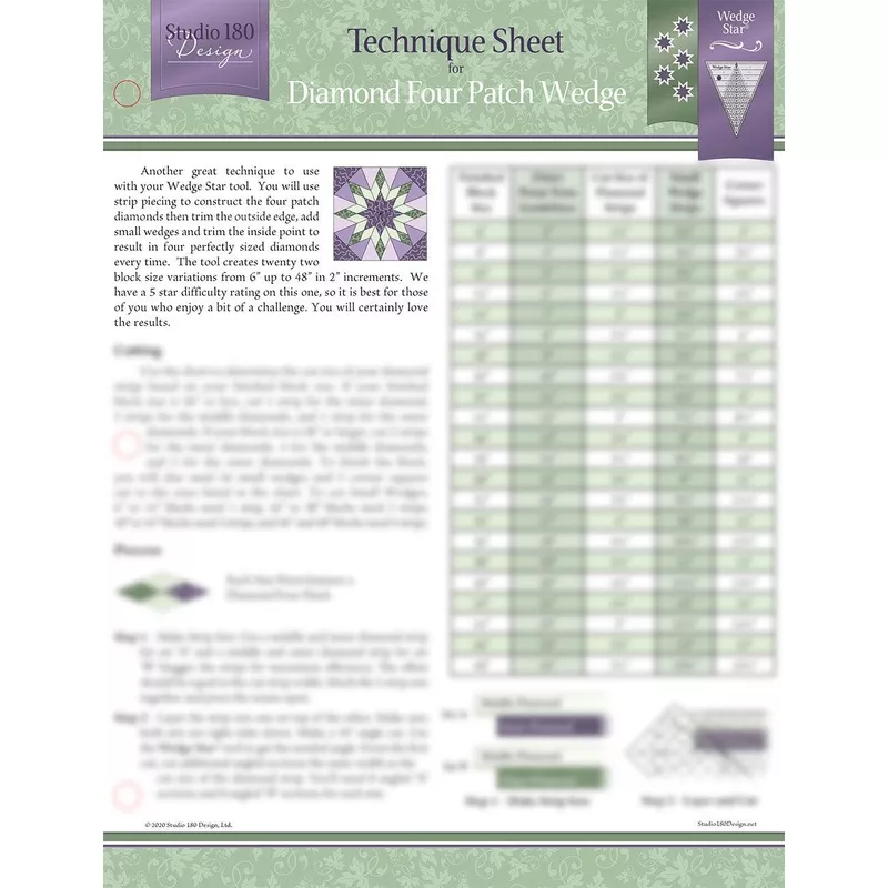 studio-180-design-diamond-four-patch-wedge-technique-sheet Studio 180 Design Diamond Four Patch Wedge Technique Sheet