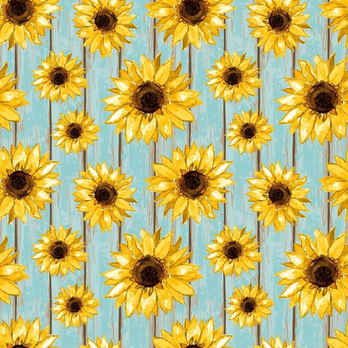 Sunflowers on Shabby Chic Wood Fabric