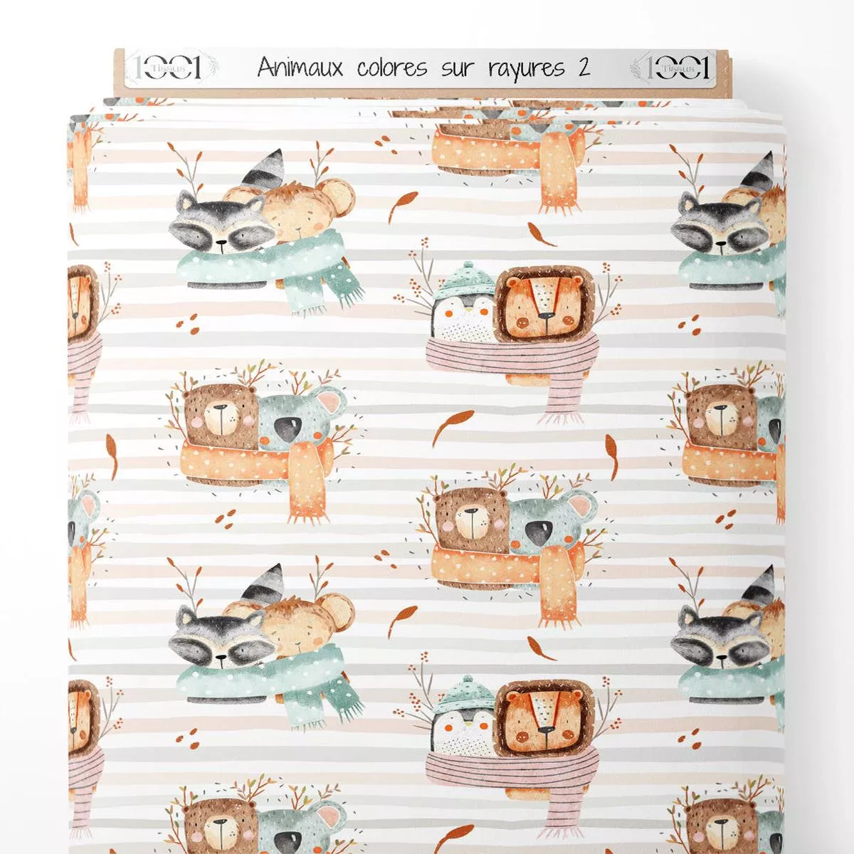 tissu-animaux-colors-sur-rayures-2 Tissu – Animaux colors sur rayures 2