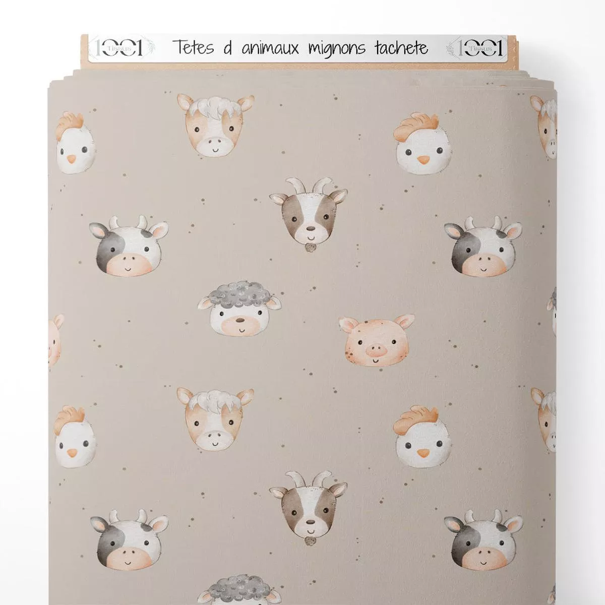 tissu-ttes-d-animaux-mignons-tachet Tissu – Ttes d’animaux mignons tachet