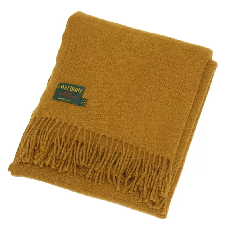 tweedmill-plain-wool-throw-mustard Tweedmill Plain Wool Throw Mustard