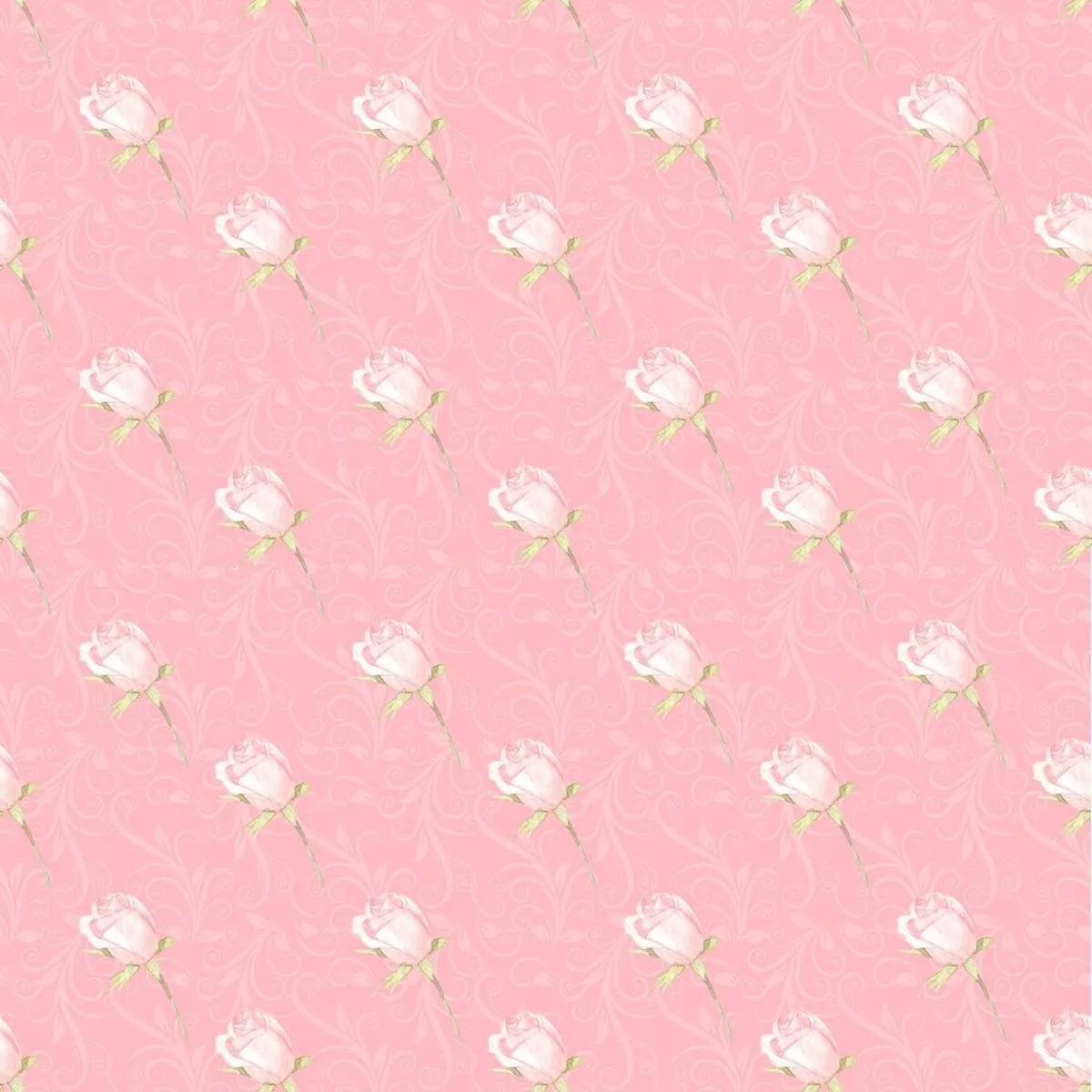Valentine Rose on Vine Fabric – Pink